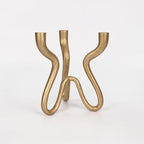 Triple Candle Holder Candelabra - Cast Iron Metal Taper Candlestick Stand with Antique Brass Finish - Elegant Wedding Centerpiece for Home, Dining, Event Decor