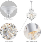 WUZUPS Crystal Chandelier 5-Light Pendant Ceiling Light Modern Lighting Fixture for Bedroom Hallway Bar Kitchen Bathroom, H 22.6'' x W 19.2'', E12 Base, White