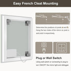 48x30 LED Bathroom Mirror with Lights, Brighter Backlit + Front Lit, Tempered Glass, Dimmable, Multiple Light Modes, Anti-Fog Lighted Bathroom Vanity Mirror for Wall, Memory Function