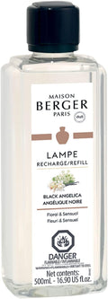 Maison Berger - Black Angelica - Lampe Berger Fragrance Refill Oil for Home Diffusers - Luxury Air Freshener with Bergamot, Tuberose & Vanilla Notes - 16.9 Fl Oz (500ml)