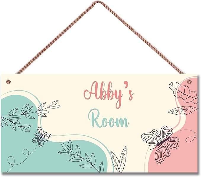 Personalized Butterfly Sign For Kids Room Custom Name Little Man Cave Door Wall Art Decor Floral Nursery Art Plate For Boys Room Girls Bedroom