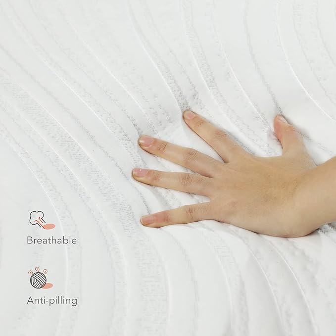 Mattress Queen, Sweetnight 8” Hybrid Mattress with Gel Memory Foam & Pocket Innerspring , Bed Mattress with Moisture Wicking Adaptive Cover, Medium Firm, Queen Size