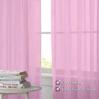 OWENIE Pink Sheer Curtains 96 Inch Length, Elegant Sheer Curtains for Bedroom, Window Voile Sheer Curtain Panels/Drapes/Treatment for Living Room, 2Pcs, Each 42" W x 96" L