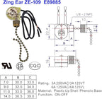 Ceiling Fan Light Switch Zing Ear ZE-109 Two-Wire with Pull Cords,On/Off Control Light Switch for Ceiling Fans, Lamps & Wall Lights – Compatible with Harbor Breeze Replacement Parts, (2-Pack, Bronze)
