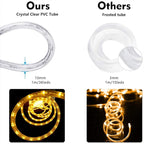 SURNIE 150FT LED Rope Lights Outdoor: Waterproof Flexible 110V 3000K Warm White LED String Light - Cuttable Connectable Clear Lighting Tube for Indoor Stairs Patio Garden Party Decor, Not Flat Strip
