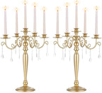 Sziqiqi Wedding Candelabra Table Centerpiece: 5 Arm Candelabras for Candlesticks - Gold Candle Holder Set of 2 for Christmas Engagement Birthday Party Event