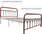 TUSEER Metal Bed Frame Full Size with Vintage Headboard and Footboard Platform Base Wrought Iron Double Bed Frame (Antique Brown,Full).