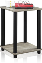 FURINNO Turn-N-Tube Haydn End Table, 1-Pack, French Oak Grey/Black