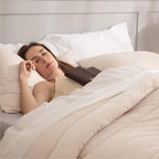 Bedsure Queen Comforter Set - Cooling and Warm Bed Set, Beige Reversible All Season Cooling Comforter, 3 Pieces, 1 Queen Size Comforter (88"x88") and 2 Pillow Cases (20"x26")