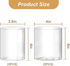 Hurricane Candle Holder,Open Ended Glass Candleholder Multiple Size Choices,Clear Cylinder Glass Candle Holder for Wedding Centerpieces, Home Decor(3pcs:4x4", 3pcs: 4x3.5")
