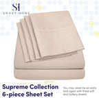 Cal King Size Bed Sheets - 6 Piece 1500 Supreme Collection Fine Brushed Microfiber Deep Pocket California King Sheet Set Bedding - 2 Extra Pillow Cases, Great Value, California King, Beige
