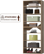 ROOMTEC 19.5" Shelf Short Tower Closet Unit, Modular Closet System with Shelf, Wardrobe Organizer for Bedroom or Walk-in Closet, Wall Mounted, Customizable Clothes Storage Unit, Wood