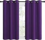 NICETOWN Purple Kitchen Blackout Curtains, Home Decoration Thermal Insulated Solid Ring Top Blackout Curtains/Drapes for Bedroom(Set of 2, 42 x 50 Inch, Royal Purple)