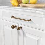 Amerdeco 10 Pack Antique Brass Cabinet Pulls 6.3 Inch(160MM) Hole Centers Kitchen Vintage Retro Cabinet Handles Hardware Kitchen Handles for Cabinets Cupboard Handles Drawer Pulls ZH0041
