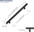 JOY DECOR 15 Pack Cabinet Handles, Black Cabinet Pulls, 6-1/4 in Hole Center Kitchen Hardware, Stainless Steel T Bar Handles for Dresser Drawers