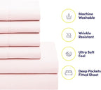King Size Comforter Set with Sheets - 7-Piece Bedding Collection - 1 Comforter, 1 Fitted Sheet, 1 Flat, 4 Pillowcases - Deep Pocket - Soft & Premium Quality - Ideal for All Seasons, Pale Pink