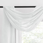 NICETOWN Scarf Curtain for Living Room - Elegant Solid Voile Sheer Valance Topper Long Window Treatment Scarf for Villa/Cottage (1 PC, Light Gray, W60 x L216)