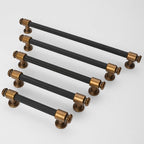 10 Pack 3-3/4 inch(96mm) Black and Antique Brass Kitchen Cabinet Handles Knurled Cabinet Pulls Black Drawer Pulls Kitchen Cabinet Hardware
