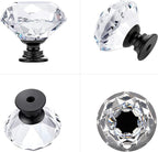 Ravinte 3 Pack Crystal Drawer Knobs - Glass Cabinet Knobs, Diamond Shaped, 30 mm with Black Base