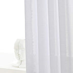 Treatmentex Pom-Pom Sheer White Curtains Extra Long 108-inch for Living Room, Slub Linen Textured White Sheer Window Drapes for Bedroom 2 Pack 52" w