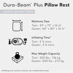 Intex Air Mattress, 64123ED Dura-Beam Plus Pillow Rest Fiber-Tech – Queen Size – Built-in Electric Pump – 16.5in Bed Height – 600lb Weight Capacity