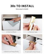 5 Pack 3 inch self Adhesive Cabinet pulls Stick on Handles Gold Adhesive Cabinet Handles Finger pulls Drawer Edge pulls Finger pulls for cabinets Concealed Seam Handles Flat
