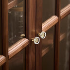 12-Pack 1-1/4-Inch White Cabinet Glass Crystal Patterned knob Brass Drawer Dresser Pulls, Gold Hardware Kitchen Closet knobs for Bifold Doors