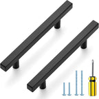 Ravinte Black Cabinet Handles 25 Pack 4 inch Matte Black Square Cabinet Pulls Kitchen Hardware 6-3/8 Inch Overall Length Kitchen Drawer Pulls