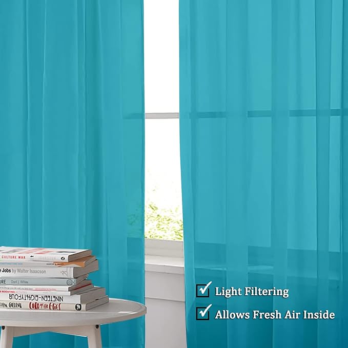 OWENIE Sheer Marine Curtains, Sheer Curtains 84 inch Length 2 Panels Set, Rod Pocket Voile Fimly Sheer Drapes for Living Room/Bedroom, 2pcs, Each 42" W x 84" L