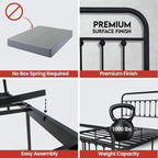Golden Gate Beds Victorian Vintage Style Metal Bed Frame with Wrought Iron Headboard and Footboard, Classic Platform Bedframe Storage, No Box Spring Needed, Mattress Foundation, Black, California King