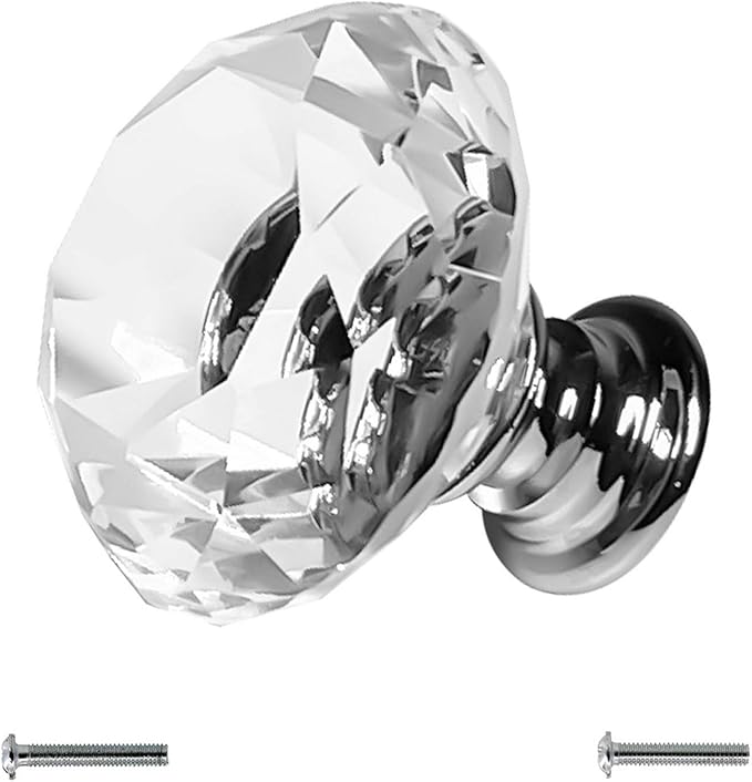 Dynasty 30mm Glass Crystal Dresser Drawer Kitchen Cabinet Door Hardware Knobs Handles - Color | Quantity Choice