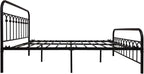 YALAXON Vintage Sturdy Queen Size Metal Bed Frame Basic with Headboard and Footboard,No Box Spring Needed,Under Bed Storage (Queen,Black)