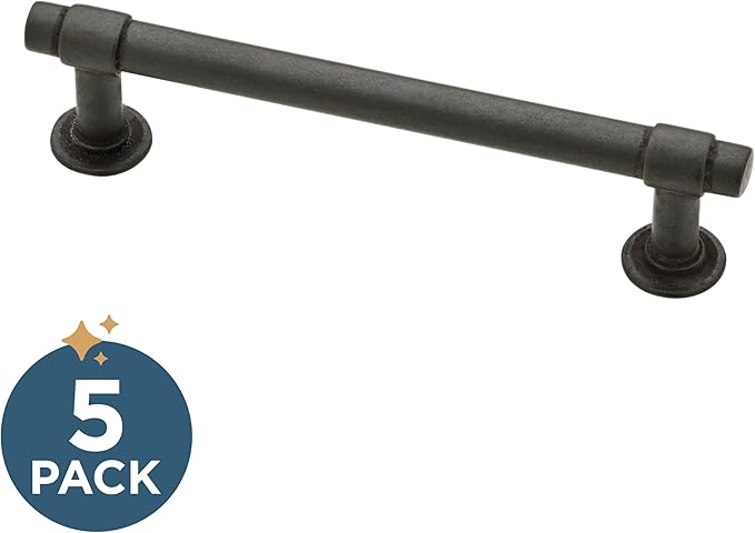 Franklin Brass Francisco (5-Pack) Cabinet Handles 4" Hole Center Pulls | Soft Iron Hardware for Kitchen Drawers, Dressers, Furniture P29617K-SI-B1