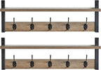 YMYNY Coat Rack Wall Mount with Shelf, 2 Pack 23.6" Coat Hooks Wall Mount, Wall Hooks for Hanging, Coat Hanger Wall Mount, Hat Rack for Wall, Towel Hooks for Bathrooms, Silver Gray UHWS004Y-2