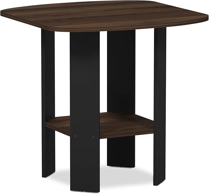 Furinno SIMPLE DESIGN Side Table, 2-Tier End Table, Open Shelves Night Stand, Bedside Table, for Living Room, Bedroom, Columbia Walnut