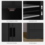 Iwell Storage Cabinet with Doors & Shelves, Kitchen Pantry Cabinet, Bathroom Cabinets for Living Room, Kitchen, Laundry, Black