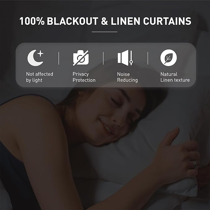 KangBang Extra Long Blackout Linen Ceiling Curtains 108 Inches Long, Sun Blocking Linen Curtains in Soft Cream Ivory, Noise Reducing Black Out Drapes for Large Window Track System,52x108 Inch,2PCs