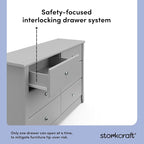 Storkcraft Crescent 6-Drawer Dresser (Pebble Gray) – GREENGUARD Gold Certified, Gray Dresser for Bedroom, Kids & Nursery Storage Chest, Safety Interlocking Drawers, Pre-Installed Tracks, Kids Chest
