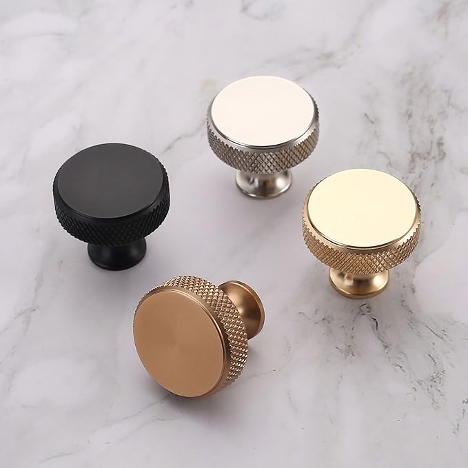 Asidrama 30 Pack Matte Black Kitchen Cabinet Knobs Knurled Dresser Knobs Drawer Knob Cabinet Hardware Aluminum Knob for Dresser Drawers