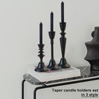 Candlestick Holders Black Candle Holder Set in 3 Designs-Taper Candle Holders Set of 3 for Candlesticks,Modern Wood Candle Stick Candle Holders for Decor