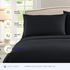 King Size Sheets - Breathable Luxury Bed Sheets with Full Elastic & Secure Corner Straps Built In - 1800 Supreme Collection Extra Soft Deep Pocket Bedding Set, Sheet Set, King, Black