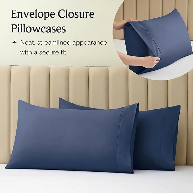 LuxClub Twin Sheets - Soft Kids Bed for Boys and Girls, 3 PC Deep Pockets Wrinkle Free Fitted Machine Washable Hotel Bedding Silky Soft- Navy