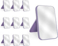 10Pcs Table Desk Vanity Makeup Mirror, 8-Inch Simple Portable Travel Mirror with Stand, Standing and Wall Hanging Dual-use Purple