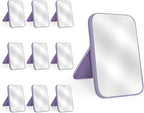 10Pcs Table Desk Vanity Makeup Mirror, 8-Inch Simple Portable Travel Mirror with Stand, Standing and Wall Hanging Dual-use Purple