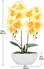 Large Artificial Potted Orchid Plant, Silk Flower Arrangement with Ceramics Vase, Yellow
