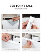5 Pack 8 inch self Adhesive Cabinet pulls Adhesive Cabinet Handles Drawer pulls Warm White Stick on Finger pulls Concealed Finger pulls for cabinets Seam Handles Edge Flat