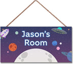 Personalized Universe Sign Planet Wall Art Decor For Kids Room UFO Decoration Nursery Decor Space Party Decorations For Little Man Cave Rocket Door Decor For Boys Room Girls Bedroom