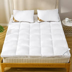 Mattress Pad Queen Size - Soft Comfort Mattress Cover, Quilted Fitted Mattress Topper with Anchor Bands Fits 8-21 Inch Mattress, Breathable Fluffy Pillow Top