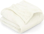 Utopia Bedding Fleece Blanket Queen Size Ivory 300GSM Luxury Fuzzy Soft Anti-Static Microfiber Bed Blanket (90x90 Inch)