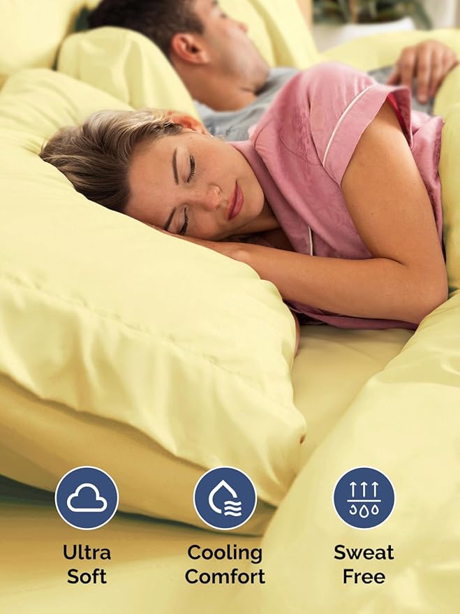 Extra Deep Twin XL Sheet Set - 4 Piece Breathable & Cooling Sheets - Hotel Luxury Bed Sheets Set - Easy & Secure Fit - Soft, Wrinkle Free & Comfy Sheets Set - Yellow Sheet Set with Extra Deep Pockets